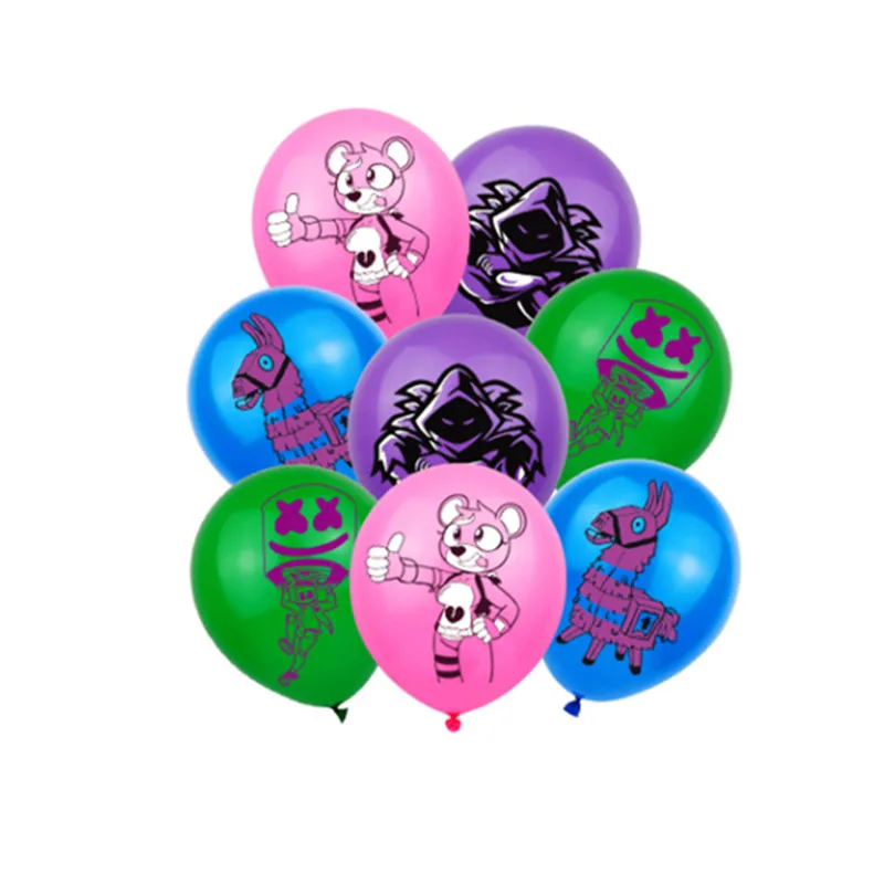 18/16 adet Fortnite Balon Seti Oyun Çevre Baskı Lateks Balon çocuk Doğum Günü Partisi Dekorasyon Alpaka Modelleme Balon