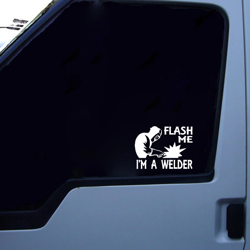 Jpct moda eğlenceli araba çıkartması flash me I & # 39; M bir kaynakçı araba dekorasyon su geçirmez vinil yapışkan, 14cm * 10cm