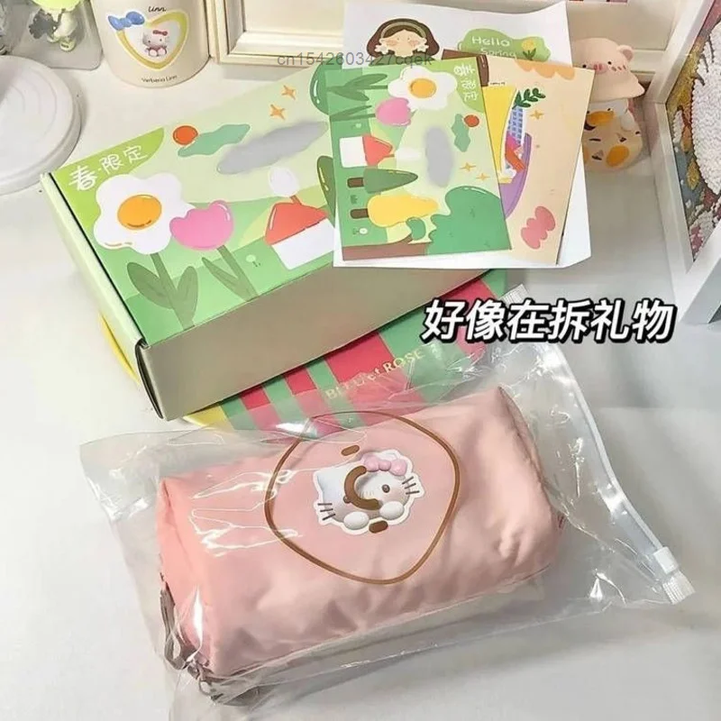 Sanrio Hello Kitty Çanta Sevimli Karikatür kırtasiye malzemesi saklama çantası Y2k Öğrenci Kalem Kutusu Çift Katmanlı Büyük Kapasiteli Kalem Çantası