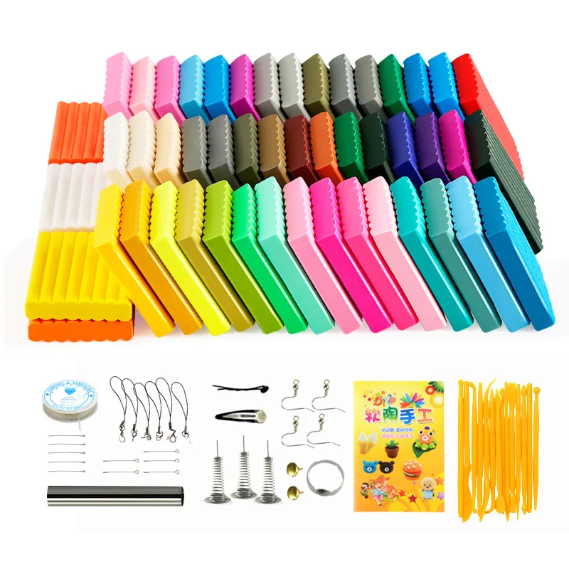 24/36/50 Renkler Polimer Kil Fimo DIY Yumuşak Kil Seti Kalıplama Zanaat Fırın Fırında Kil Blokları Montessori Erken Eğitim Oyuncak Çocuklar İçin