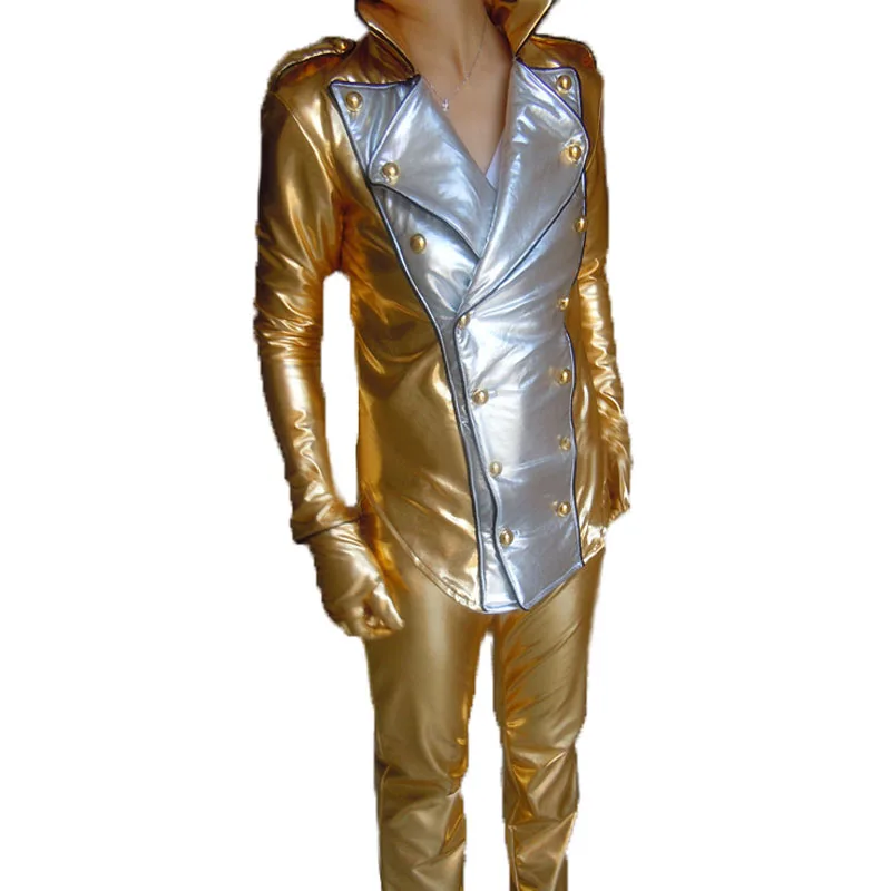Michael Jackson Geçmişi Billie Jean tarzı Ceket Pürüzsüz Crimina Modern dans altın kostümleri cosplay giyim, üst + pantolon eldiven 11