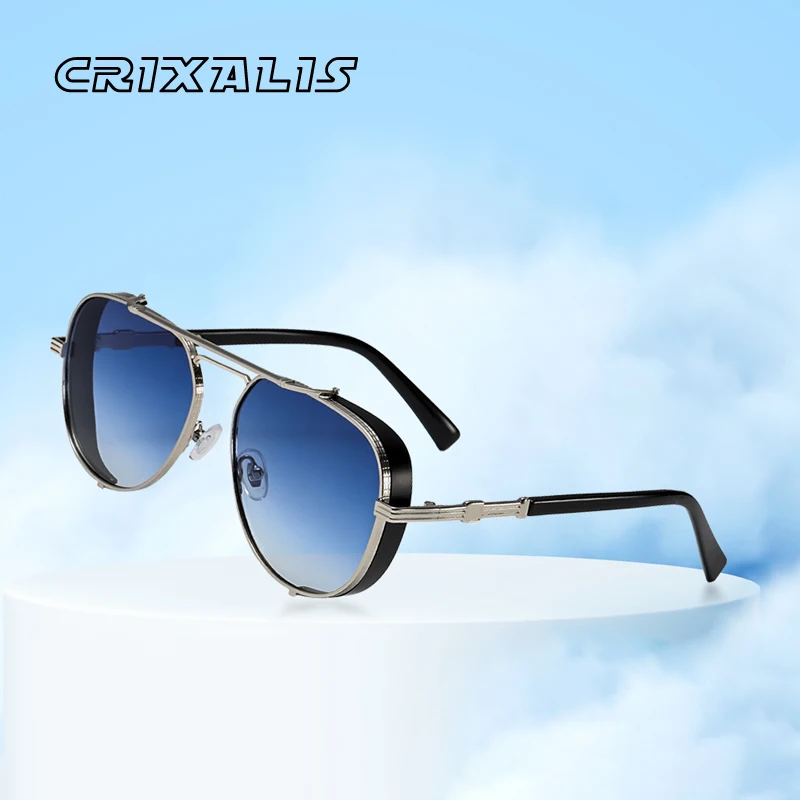CRIXALIS Pilot Güneş Gözlüğü Erkekler için 2023 Moda Metal Boy Çerçeve güneş gözlüğü Kadın Lüks Marka Tasarım zonnebril dames UV400