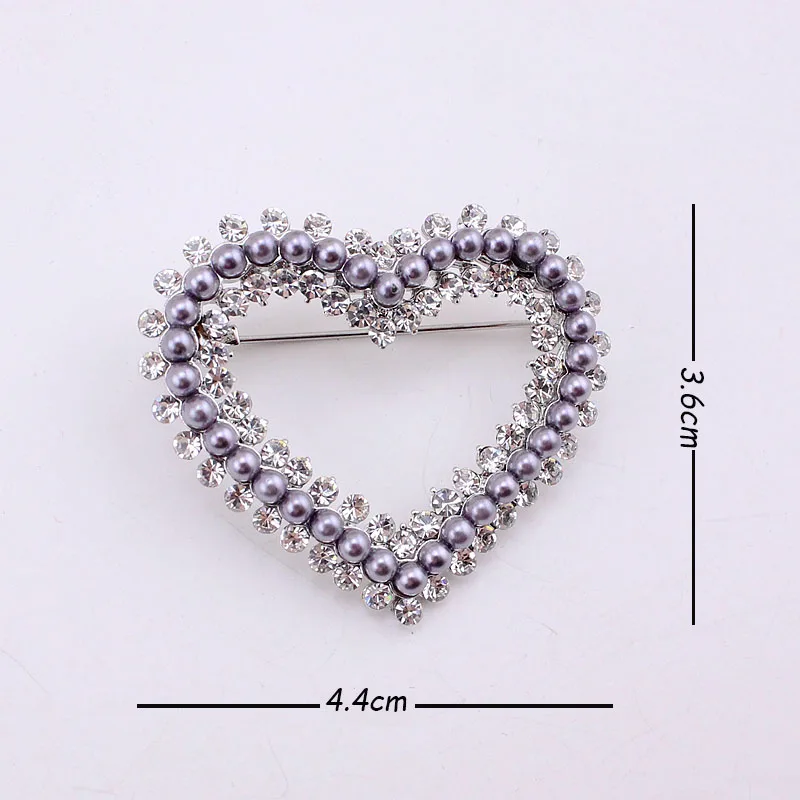 TANGTANG Kalp Broş Romantik Boncuklu El Yapımı Broşlar Kadınlar İçin Zarif Simüle İnci Taklidi Pin Broş Takı Düğün