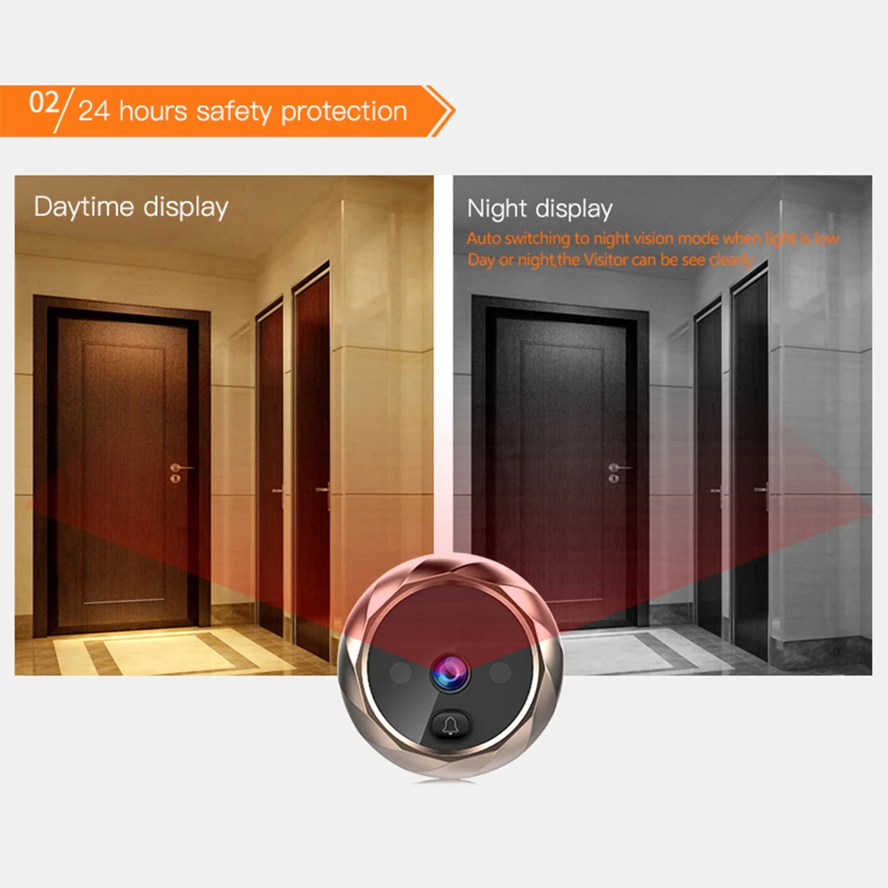 Dijital Kapı Video gözetleme kamerası Akülü Kapı Görüntüleyici Gece Görüş Kamera ile Uzun Bekleme Ev Apartman Güvenliği için