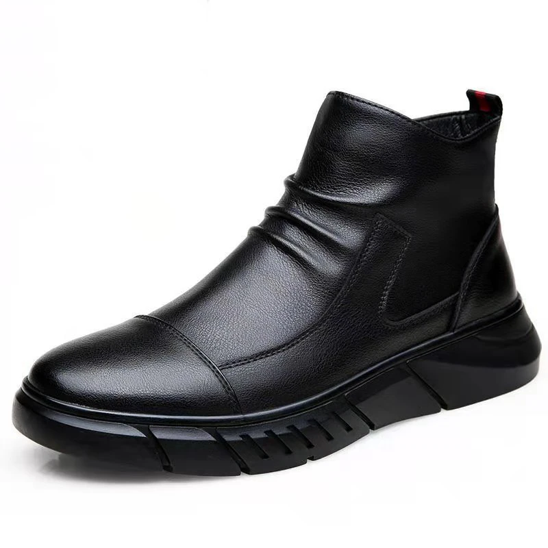 2021 Yeni Moda Rahat Deri Çizmeler Deri erkek ayakkabısı Moda Erkek Ayakkabı Kış yarım çizmeler Erkek Botları Kış erkek ayakkabısı