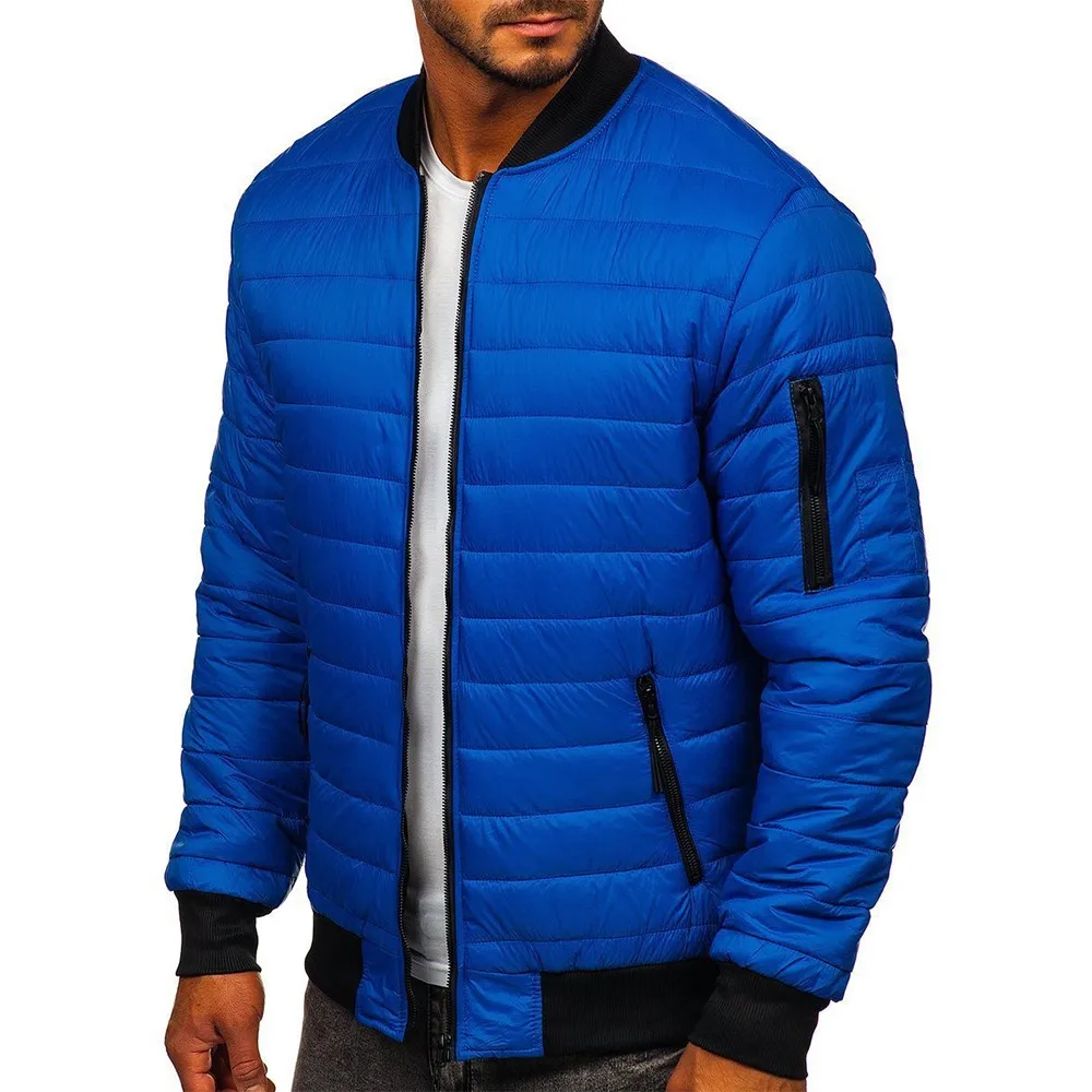 Kış / Sonbahar erkek Ceket Yeni Yıl 2022 İçin Zip-up Hafif Düz Renk Yastıklı Kalın Sıcak Kış Bombacı Ceket Günlük Giyim