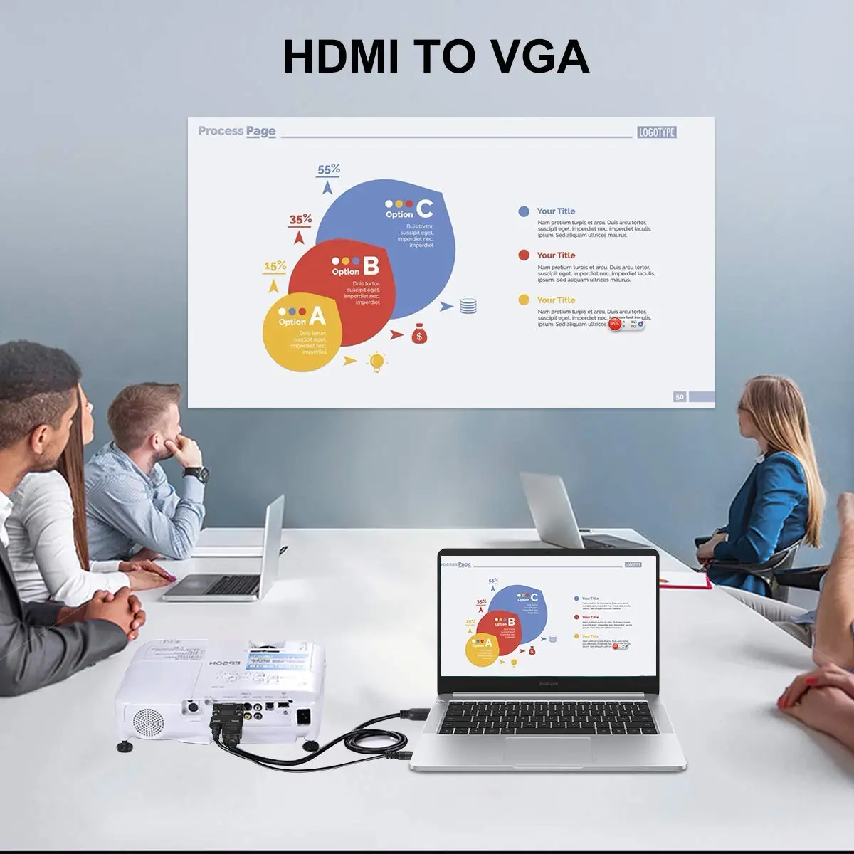 HDMI uyumlu VGA adaptörü İçin 3.5 mm Ses Portu ile PS4 PC Dizüstü TV monitörü Projektör 1080P HD Dişi VGA Erkek Adaptörü