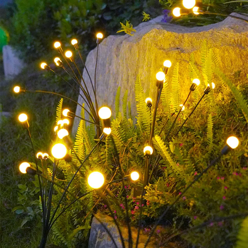 Simülasyon Firefly güneş ışığı açık hava bahçe dekorasyonu çim peyzaj lambası noel dekor güneş LED ışıkları açık bahçe ışıkları