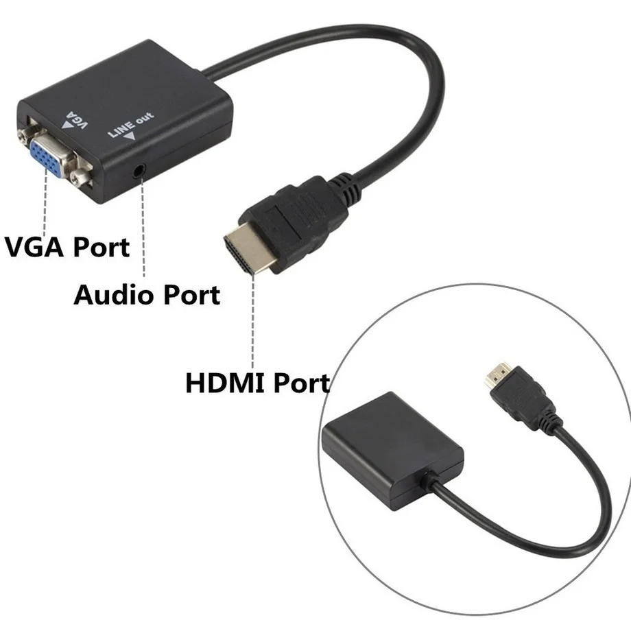 Grwıbeou Hdmı uyumlu VGA dönüştürücü Adaptör Kablosu İle P2 Ses Çıkışı PS4 PC Dizüstü TV kutusu Projektör Ekran
