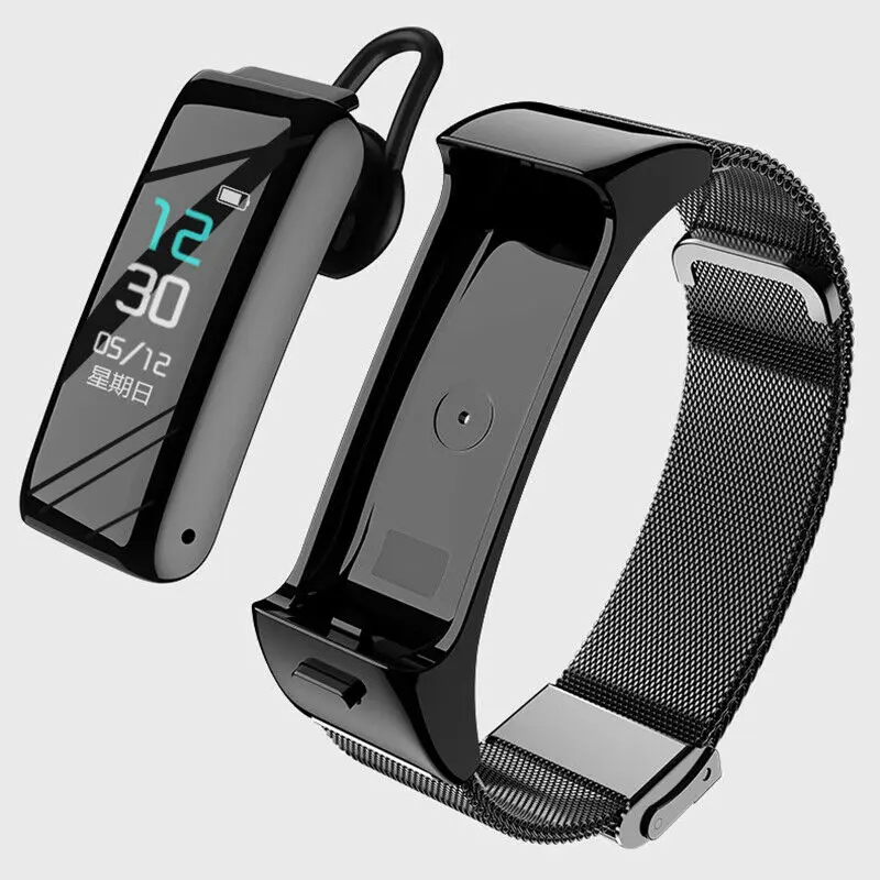B60 Akıllı Bluetooth Kulaklık Bilezik 2-in-1 Kalp Hızı Sağlık İzleme Telefon İzle Kan Basıncı Smartwatch