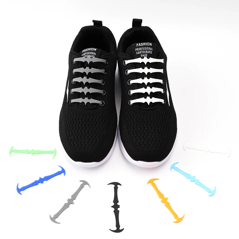 16 Adet Silikon Ayakabı Elastik Ayakkabı Bağcıkları Bağları Olmadan Yarasa Şekli Kauçuk Ayakkabı Bağı Çocuk Yetişkin Unisex Yüksek Kaliteli Tembel Dantel