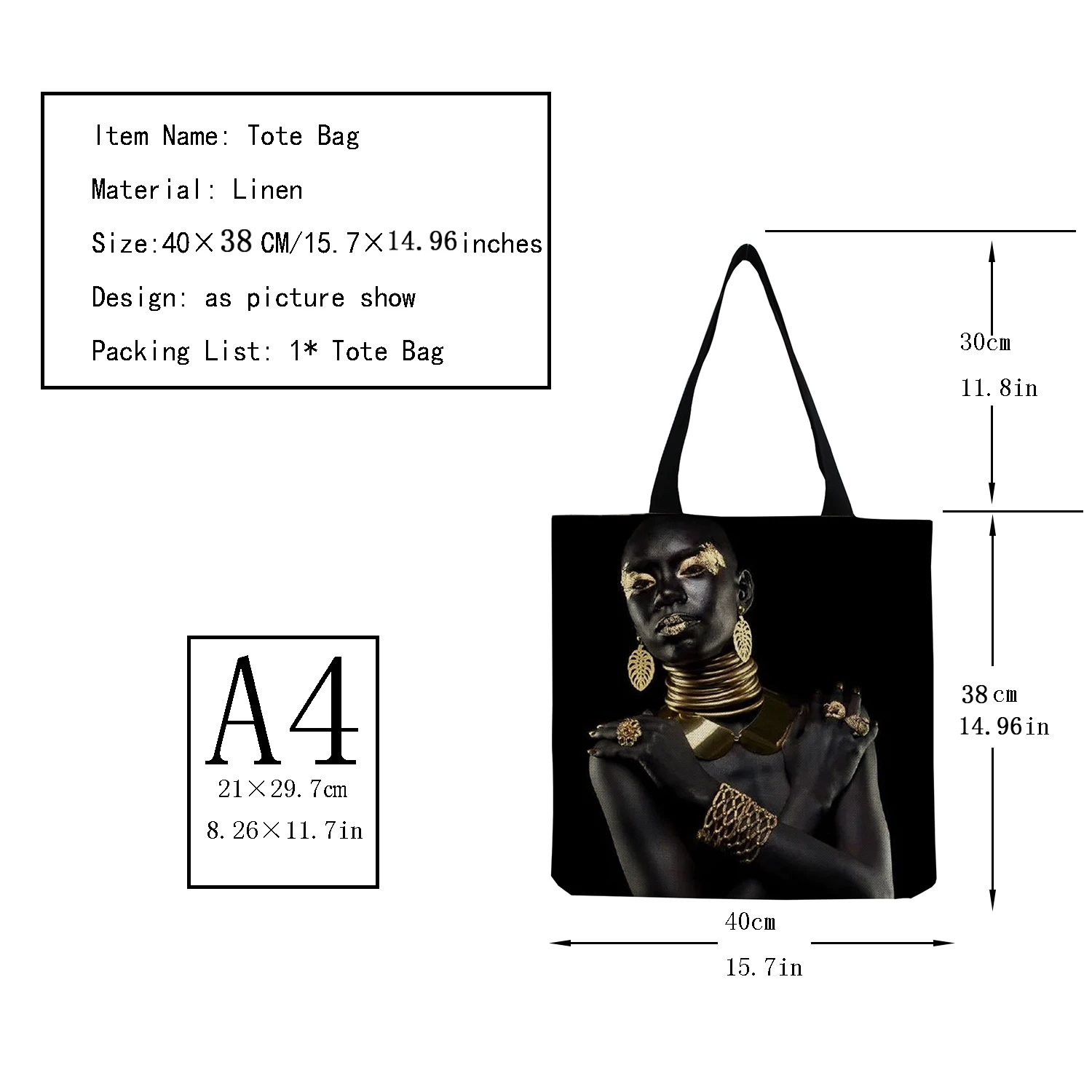Kadın omuzdan askili çanta Bayanlar alışveriş çantası Özelleştirilebilir Açık Seyahat Tote Çanta Afrika Sanat Siyah Moda Katlanabilir Büyük Kapasiteli