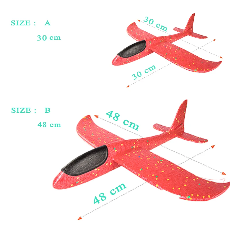 48cm Büyük EVA Köpük Uçak Oyuncak El Uçuş Planör Uçak Uçak DIY Model Oyuncak Atma Dolambaçlı Uçak Çocuk Hediyeler Atmak