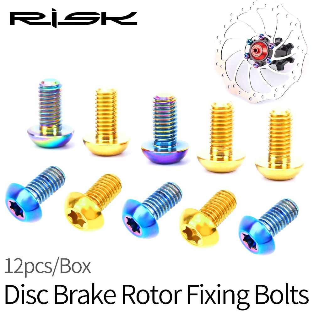 RISK 12 adet M5x10mm Disk fren rotoru Cıvataları T25 Torx Titanyum Bisiklet Parçaları Titanyum Dağ Bisikleti Ultralight fren rotoru Vida