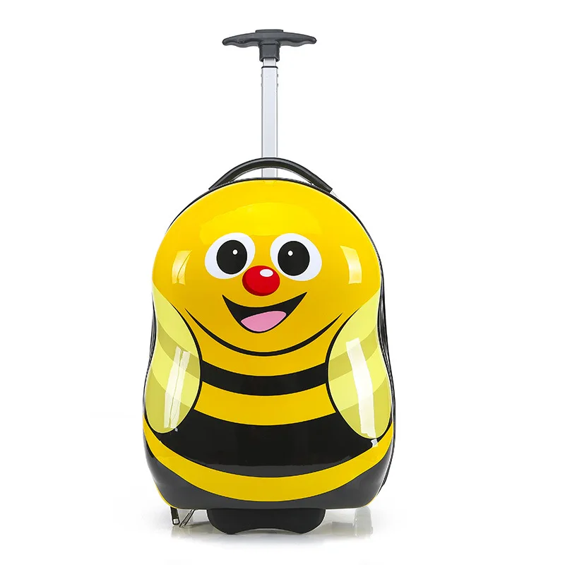 Karikatür tekerlekli bagaj + sırt çantası 3D hayvanlar çocuk bavul / ABS PC seyahat tekerlekli valiz bavul / çocuk bagaj hediyeler