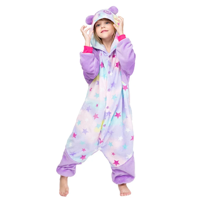 JYBİENBB Kigurumi Onesie Çocuklar Unicorn Pijama Çocuklar İçin Hayvan Karikatür Uyuyanlar Bebek Kostüm Kış Erkek Kız Licorne Tulum
