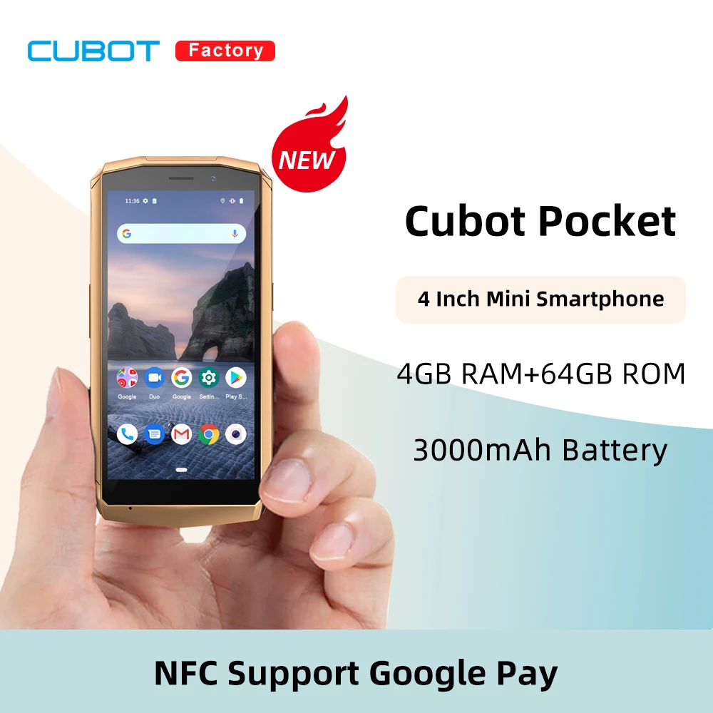 Cubot Cep Android Mini Akıllı Telefon, NFC Desteği, 4 GB RAM, 64 GB ROM, 128 GB Genişletilmiş, 4 