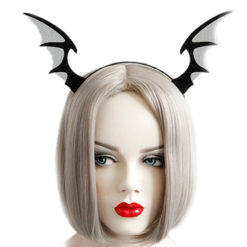 1 adet Cadılar Bayramı Siyah Hayvan Kulak Şeytan Kanatları Yarasa Cosplay Gotik Kadınlar Kız saç bandı Kafa Bandı Aksesuarları