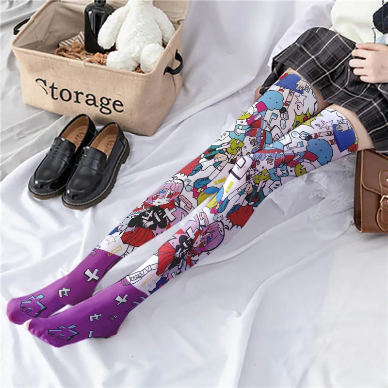 Japon Lolita Over-the-diz Uzun tüp Uyluk Karikatür Çorap Bayanlar AB Baskı Alt Yaz ve Sonbahar Öğrenciler Yeni Sıcak Satış