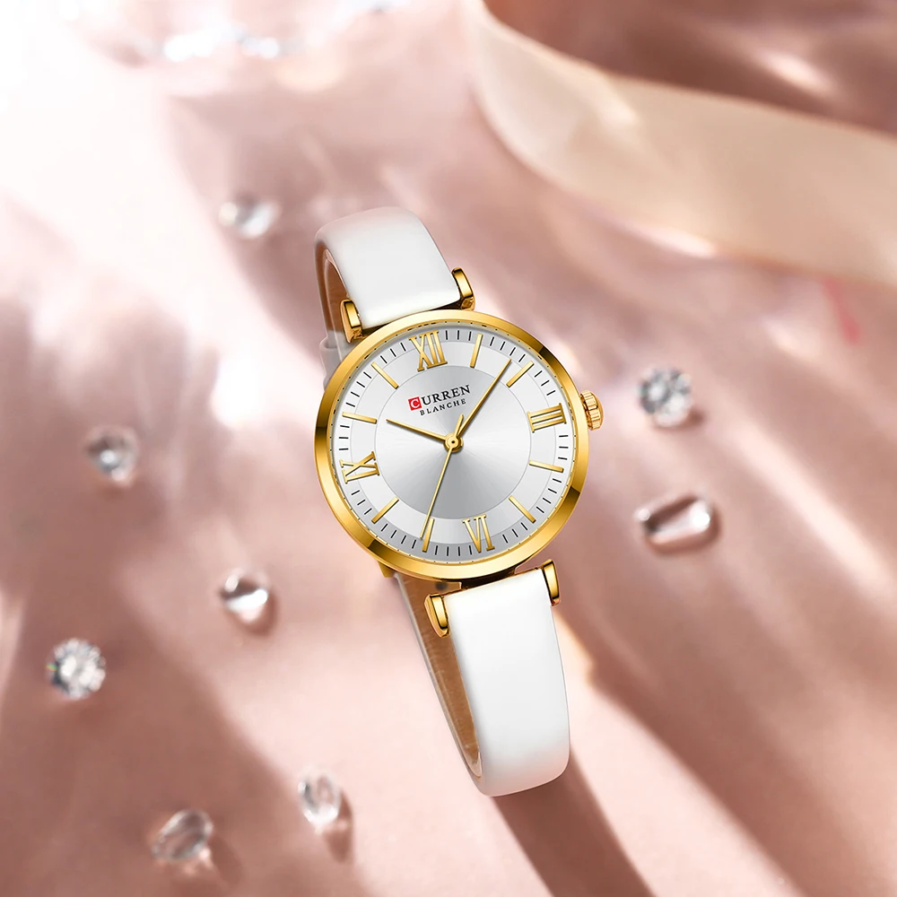 2022 Bayanlar kol saati Yeşil Beyaz Mavi Curren İzle kadın Kuvars Deri Saatler Moda Klasik Saat Montre Femme