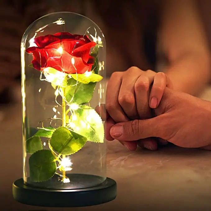 LED Büyülü Galaxy Gül Ebedi 24K Altın Folyo Çiçek Peri Dize İşıklar Kubbe Noel sevgililer Günü Hediyesi.