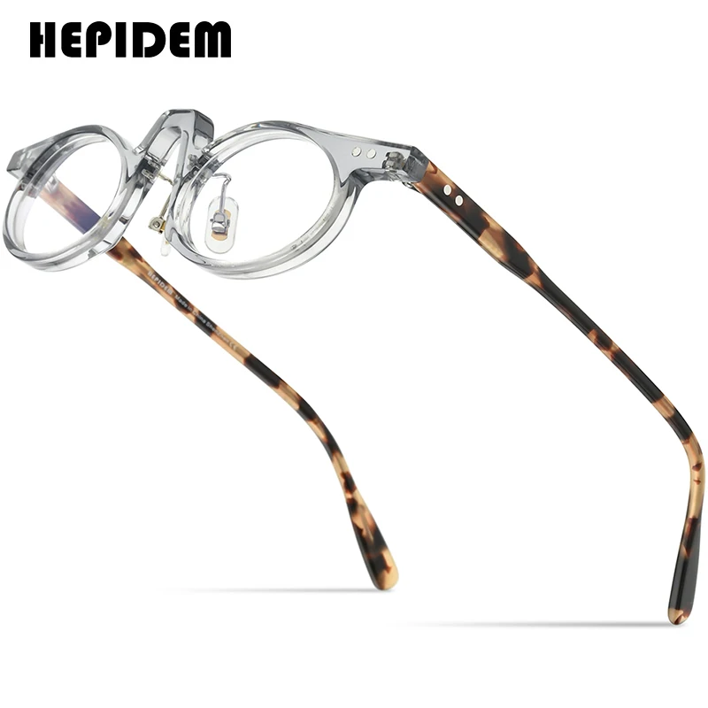 HEPIDEM Asetat Gözlük Çerçeve Kadınlar 2022 Vintage Retro Küçük Oval Reçete Gözlük Erkekler Optik Gözlük Gözlük 9186