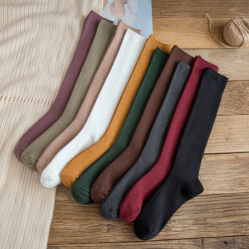 10 Renk Sonbahar Yeni kadın Çorap Pamuk Kış Uzun Çorap Harajuku Kadın Sıcak Rahat Bayanlar Düz Renk Çorap 2022