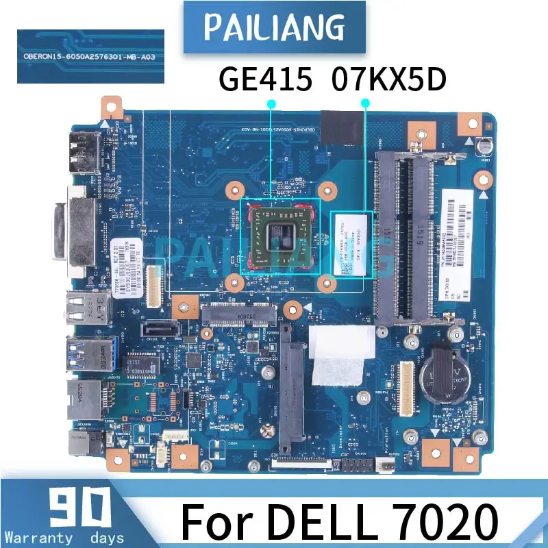 DELL 7020 için GE415 Laptop Anakart 07KX5D 6050A2576301 DDR3 Dizüstü Anakart