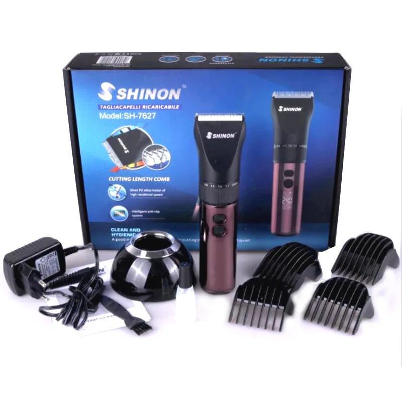 SHINON SH-7627 3 Modları Erkekler LED Ekran Elektrikli Saç Kesme Makinesi Çift Şarj Yöntemi Saç Kesici Giyotin Makinesi + şarj standı