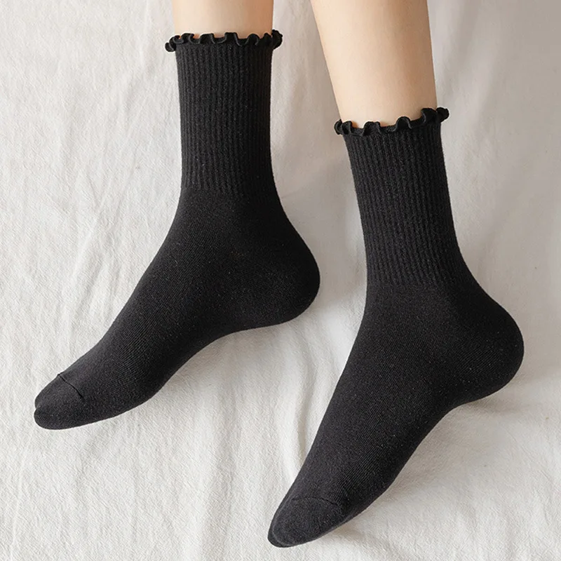 Kadınlar İçin çorap 5 çift /grup Yeni Kış Sıcak Ev Kadın Çorap Sevimli Kawaii Lolita Nefes Katı Çorap Kadın Calcetines Mujer