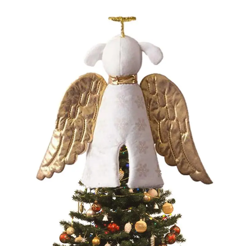 28 cm Noel Ağacı Topper Altın Melek Köpek Ağacı Toppers Yaratıcı Bez Treetop Şapka Noel Ağacı Süsleme Tatil Dekorasyon