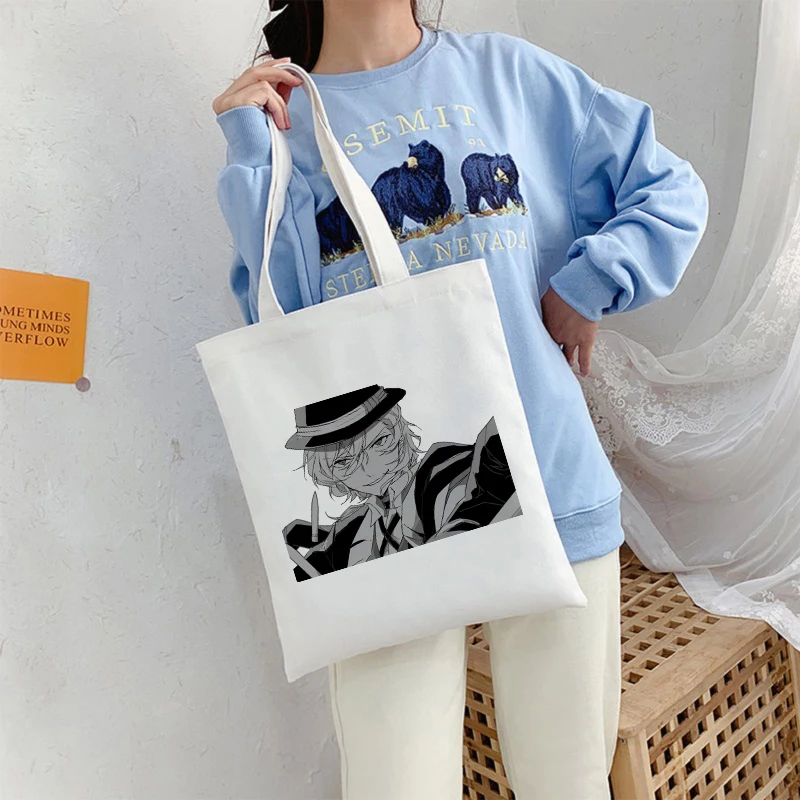 Anime Tuval Çanta Koyu Harajuku Gotik Tarzı Alışveriş Büyük Kapasitesi Kadın Çanta Klasik Vintage Omuz Çanta Sokak Köpek Çanta Bungo