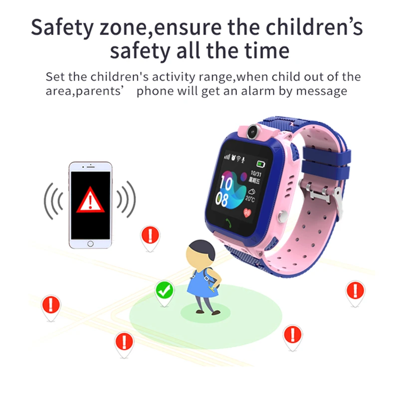 Q12 Çocuklar akıllı saat Su Geçirmez LBS Konum Desteği İbranice 2G SIM Kart Dinle Bebek İzleme Erkek Kız Smartwatch Saat Hediye