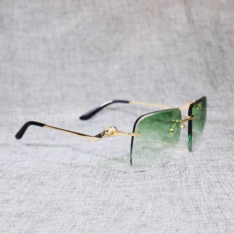 Büyük boy Çerçevesiz Güneş Gözlüğü Erkekler Leopar Tarzı Yeni Lens Şekli Kadın Gölge Şeffaf Galsses Çerçeve Okuma Gafas Açık 120