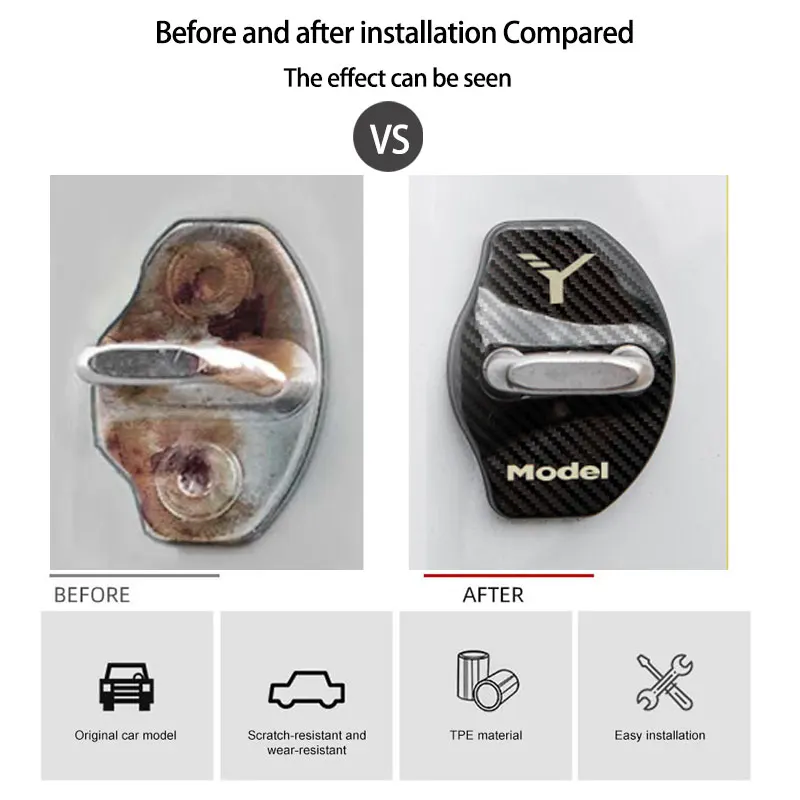Araba Kapı Kilidi Kapağı anti-pas Güzel Etiket Toka Kapak Tesla Modeli 3 Y 2021Car Gadget Aksesuarları Otomobil Dekorasyon