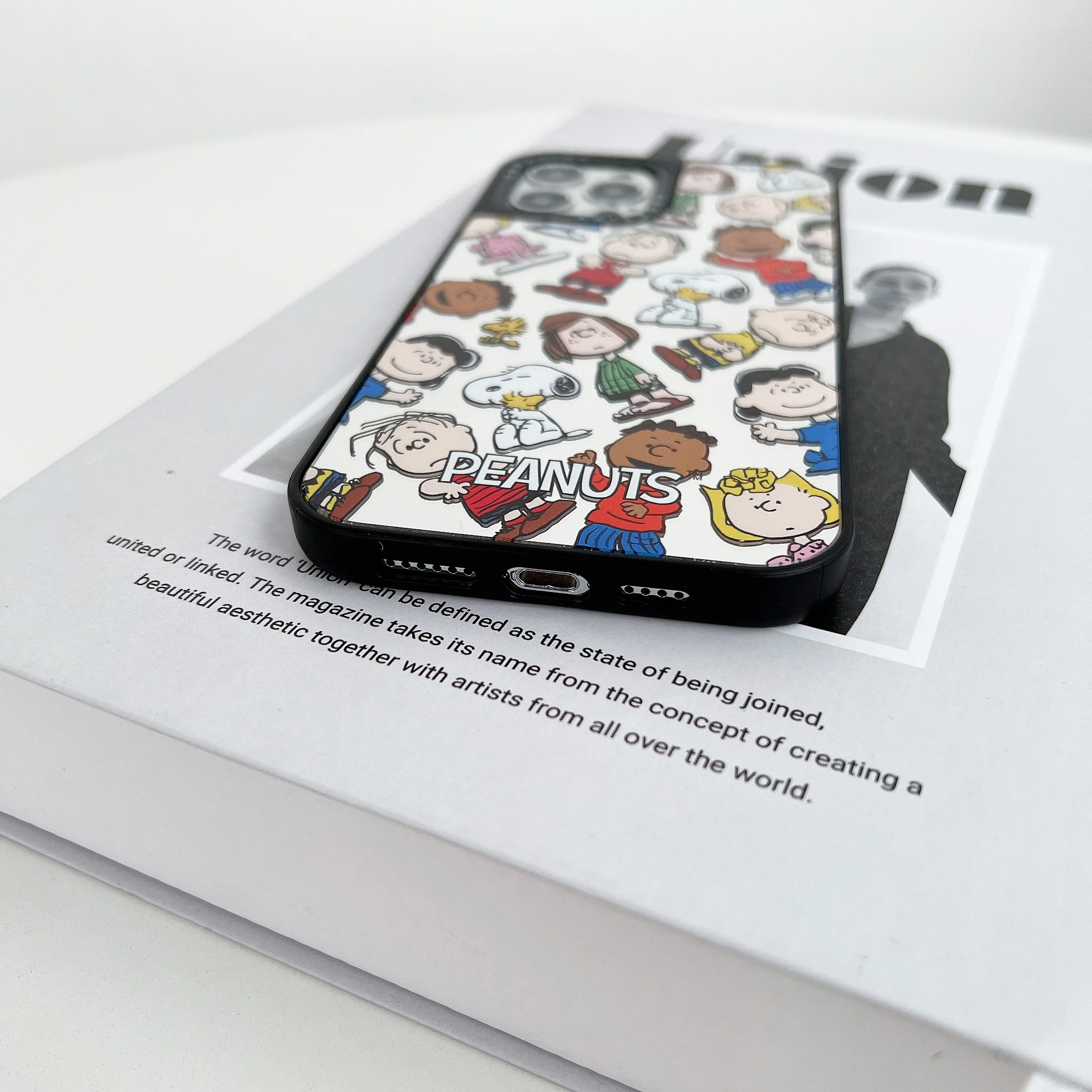 Anime Snoopies Charlie Lüks Ayna Telefon Kılıfları iPhone 14 13 12 11 Pro Max XR XS MAX 8X7 Çift Anti-damla Silikon Kapak