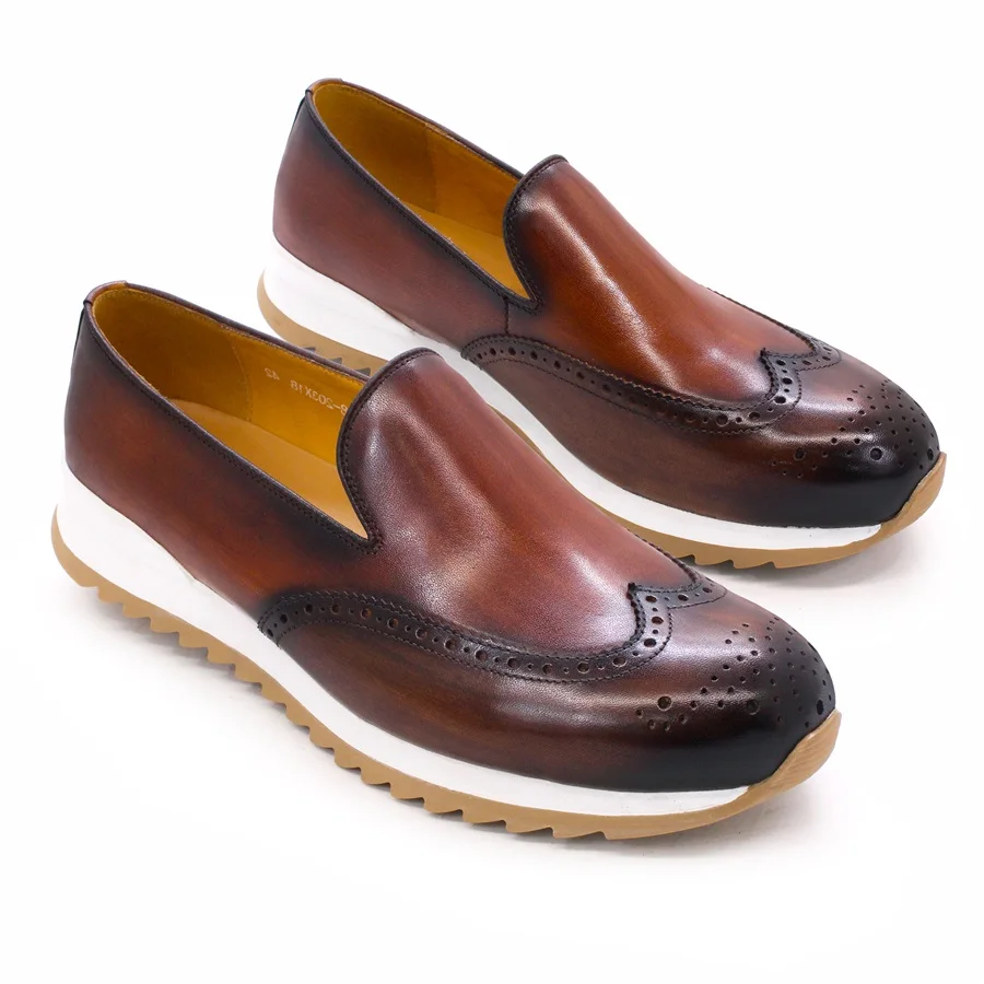 Lüks erkek Rahat deri ayakkabı Klasik Brock erkek ayakkabıları Moda Rahat Loafer'lar Dans Kalma erkek parti ayakkabıları