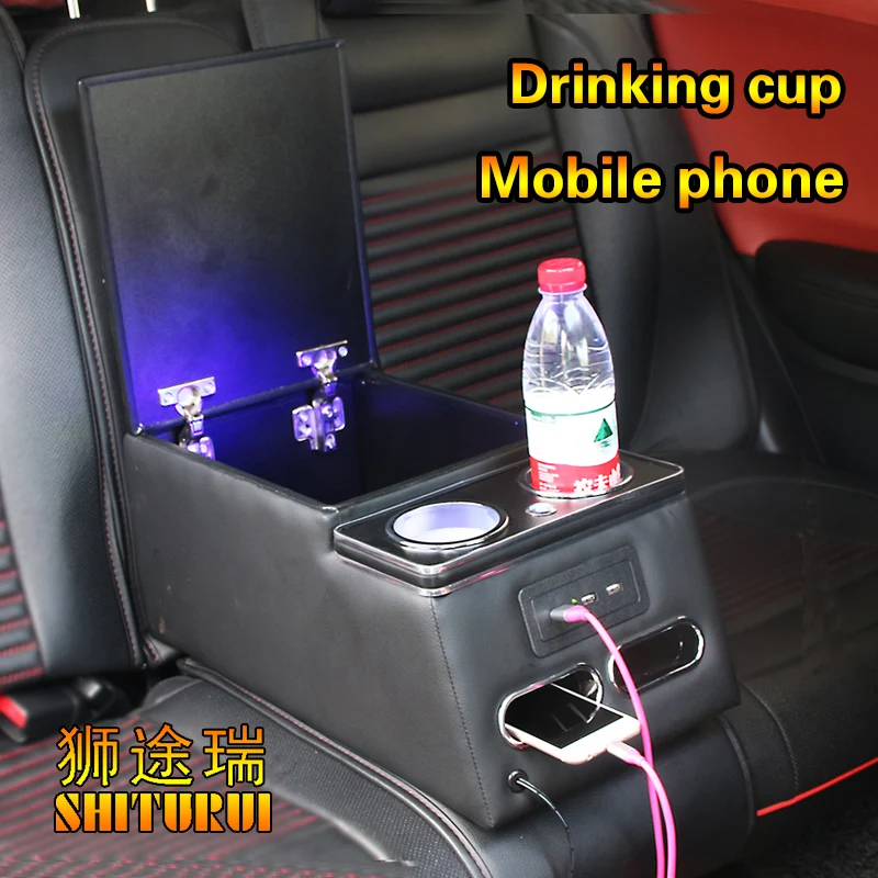 SHITURUI Hatchback Sedan arka korkuluk kutusu saklama kutusu modifiye cep telefonu şarj USB arayüzü genel amaçlı kemer lambası