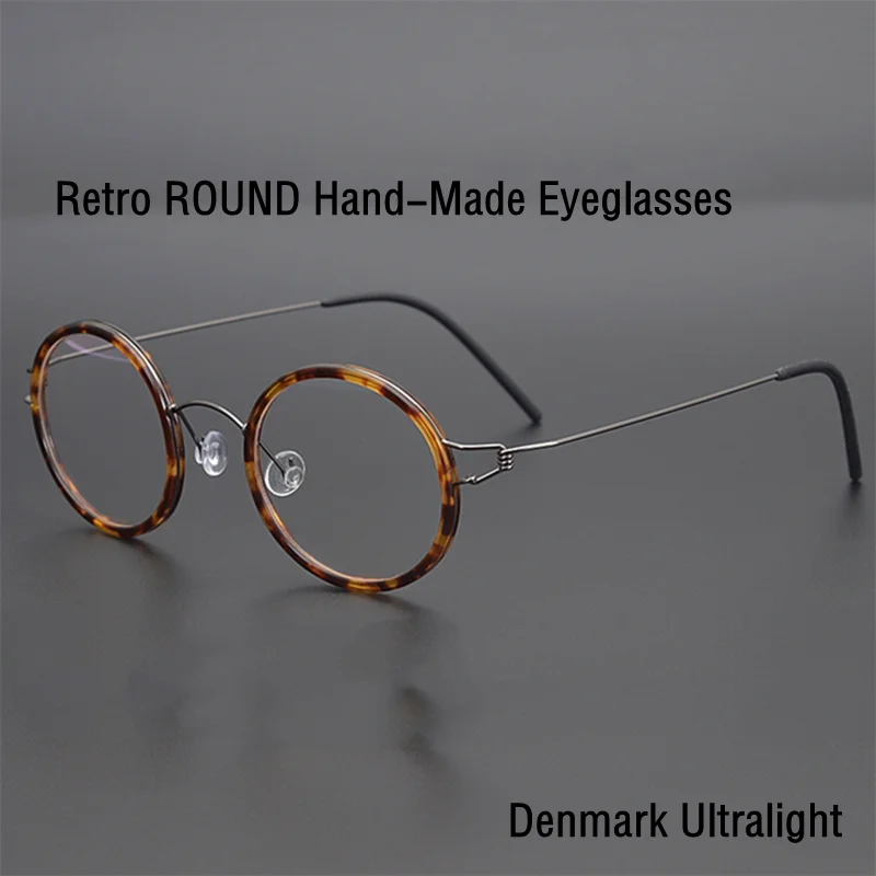 Danimarka Marka El Yapımı HİÇBİR Vida Ultra Hafif Reçete Yuvarlak Gözlük Erkekler Miyopi Alaşımlı Çerçeve Kadın Okuma Gafas Gözlük