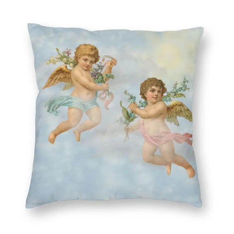 Cupid Melekler Cennet minder örtüsü 40x40 Ev Dekoratif Baskı Estetik Rönesans Sanat Atmak Yastık Oturma Odası için İki Taraflı