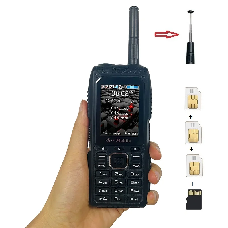 S555 Üç Kart Üç Bekleme İnterkom Açık Cep Telefonu Bekleme Uzun Yukarı Çekin Anten Sinyali Güçlü Göndermek Bel Klip