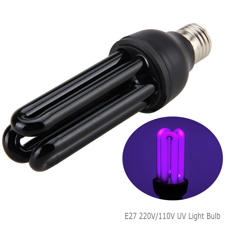 220 V E27 40 W UV ampul UV ultraviyole floresan CFL ampul Spiral menekşe lambaları aydınlatma enerji tasarrufu siyah ışık