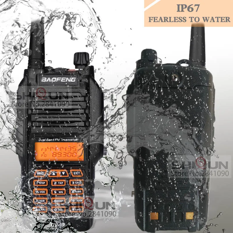 Baofeng Walkie Talkie UV-9R Amatör Radyo IP67 Su Geçirmez Çift Bant 136-174 / 400-520 MHz 10 KM 8 W 10 KM UV - 82 UV-5R UV 82 5R UV 9R Artı