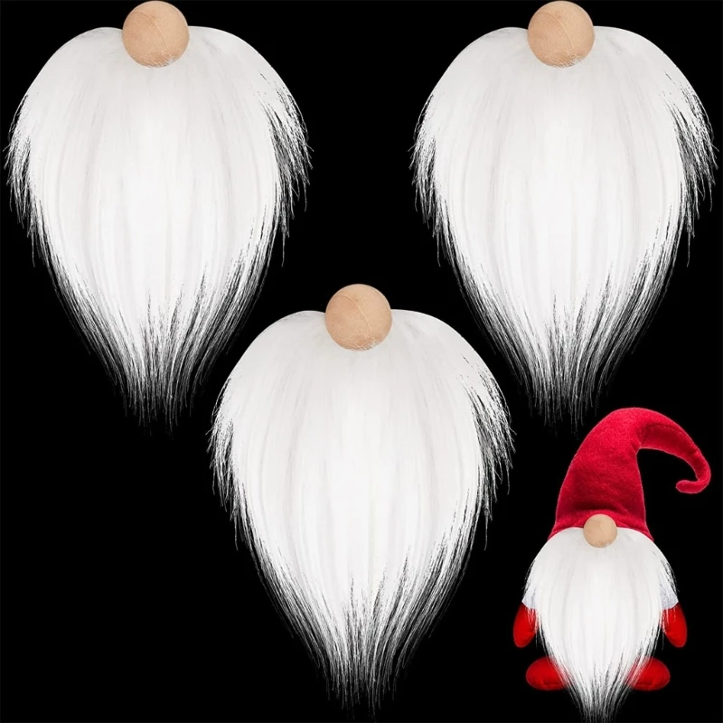 3 adet Faux Kürk Sakal Ahşap boncuk seti DIY El Yapımı El Sanatları Malzemeleri Noel Gnome Cüce Kostüm Partisi Malzemeleri 55KF