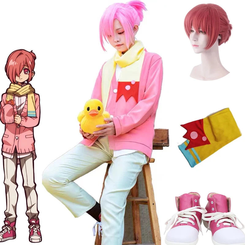 2021 Anime Tuvalet Bağlı Hanako kun Jibaku Shounen Mitsuba Sousuke Cosplay Kostümleri Pembe Peruk Üniforma Ayakkabı Custom made