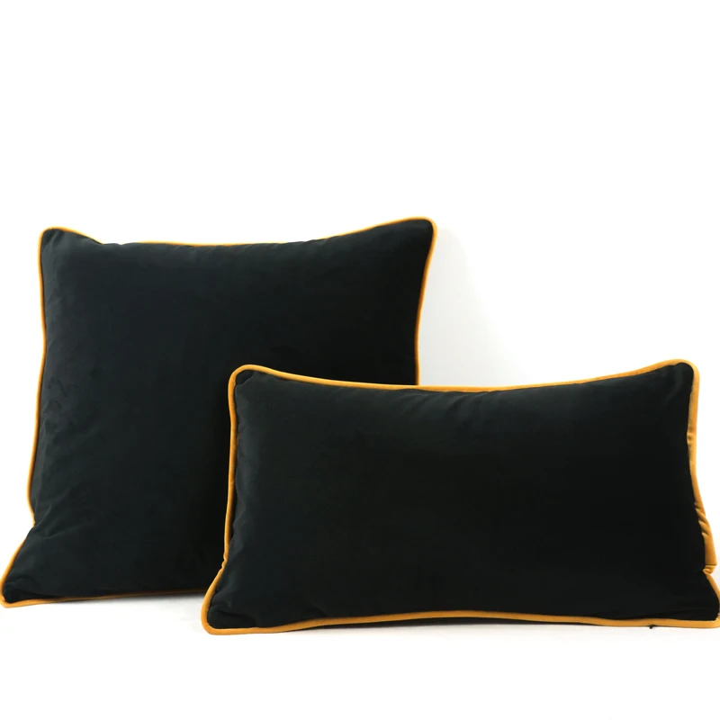Kahverengi Sarı Kenar Kadife Siyah minder örtüsü Yastık Kılıfı Sandalye / kanepe yastığı Kapak Yok Balling-up Ev Dekor Doldurmadan