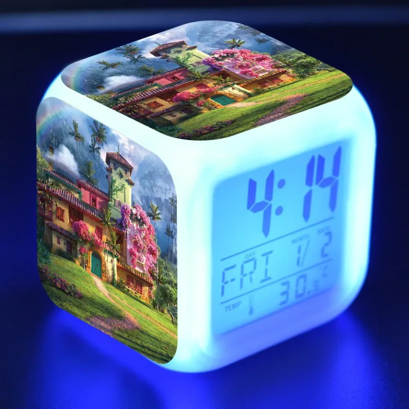 Disney Encanto Mirabel Karikatür Oyuncak çalar saat 7 Renk led gece ışığı dijital alarmlı saat Saat öğrenci sırası Saat Termometre ile