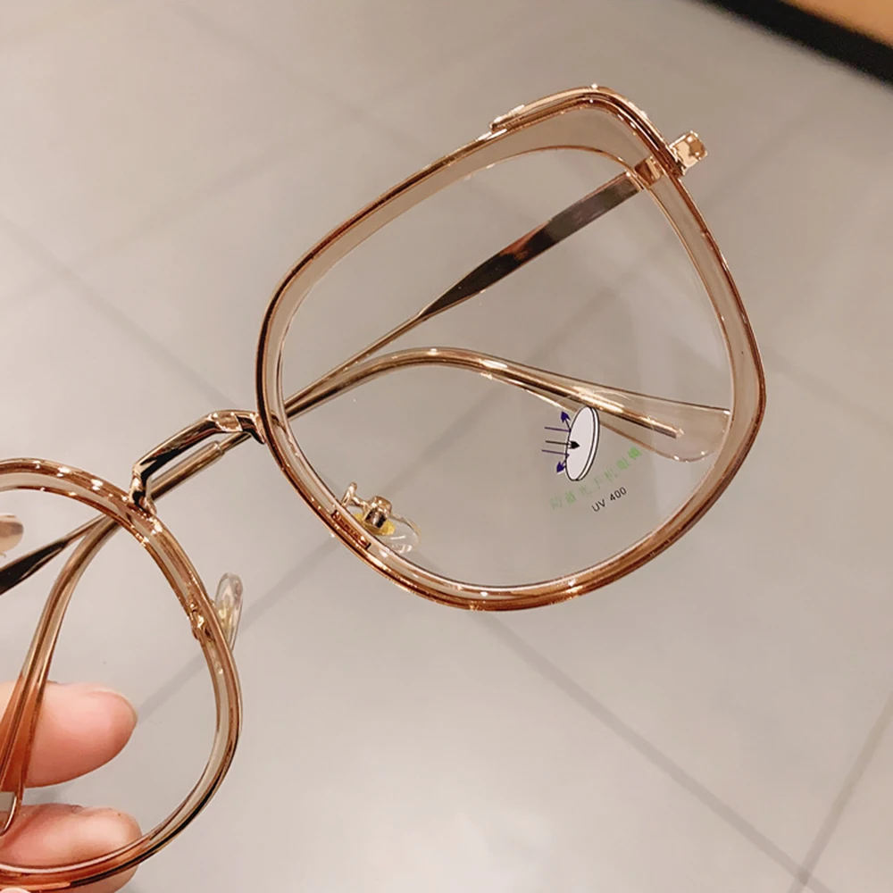 1 Adet Moda Büyük Boy Kare Kadın Gözlük Çerçevesi Vintage Temizle Anti-Blue-Ray Gözlük Erkekler Optik Pembe Çerçeve Bilgisayar Gözlüğü