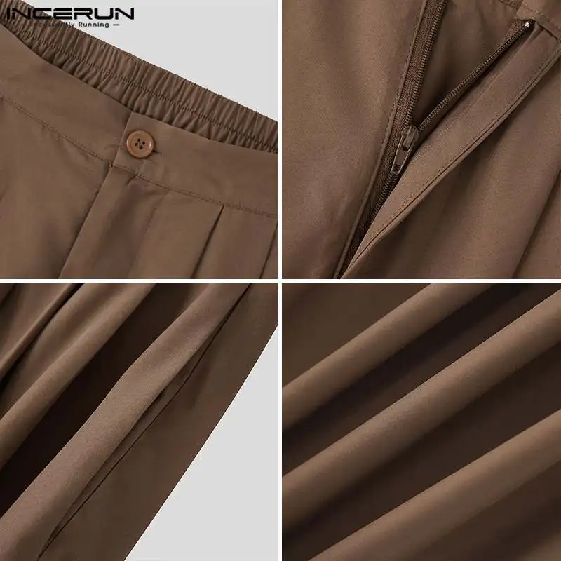 Şık Sıcak Satış Yeni Erkek Pantolon Gevşek Rahat Geniş Bacak Flare Pantolon Rahat Tüm Maç Düz Renk Yüksek Bel Pantalon S-5XL