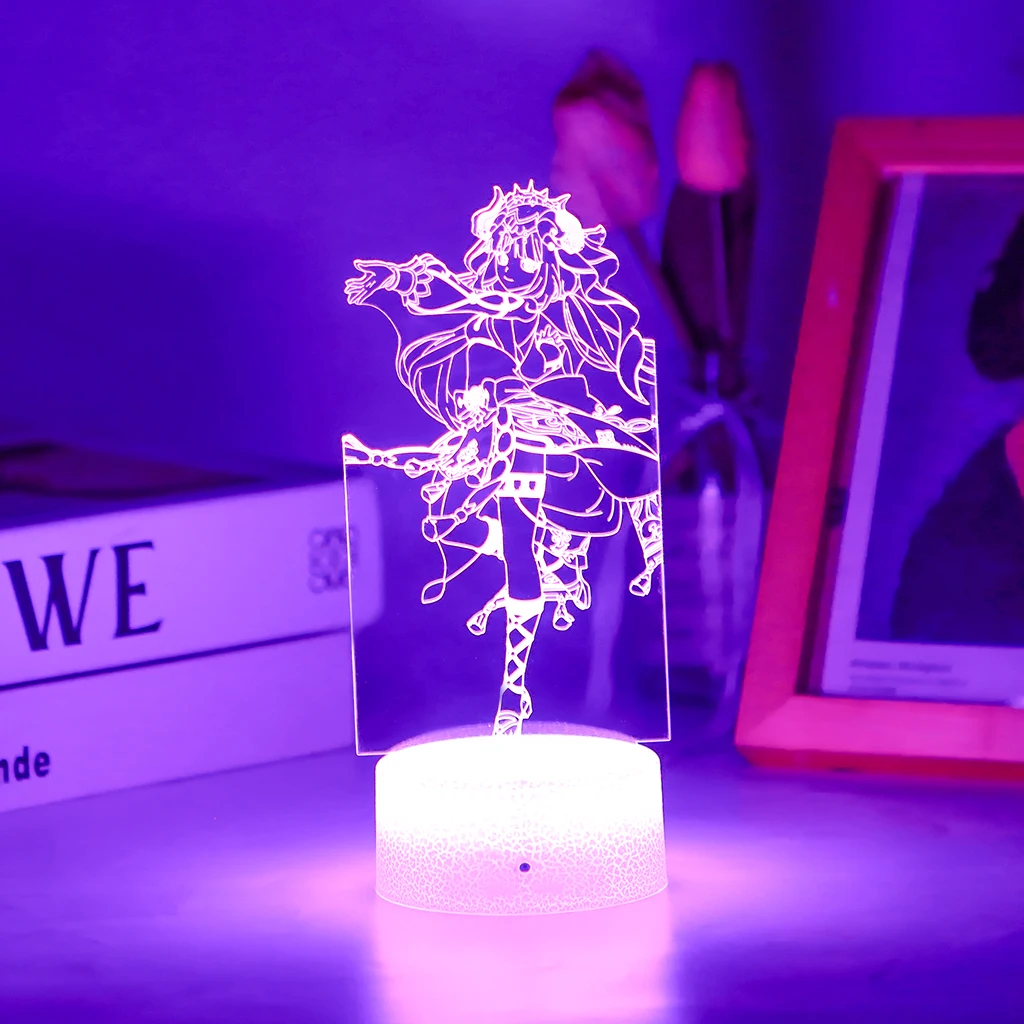 Anime 3D Led Gece Lambası Genshin Darbe Lambası KAEDEHARA KAZUHA Muz Balık Odası Dekor Tabanı Ve akrilik panel Ayrı Satılır